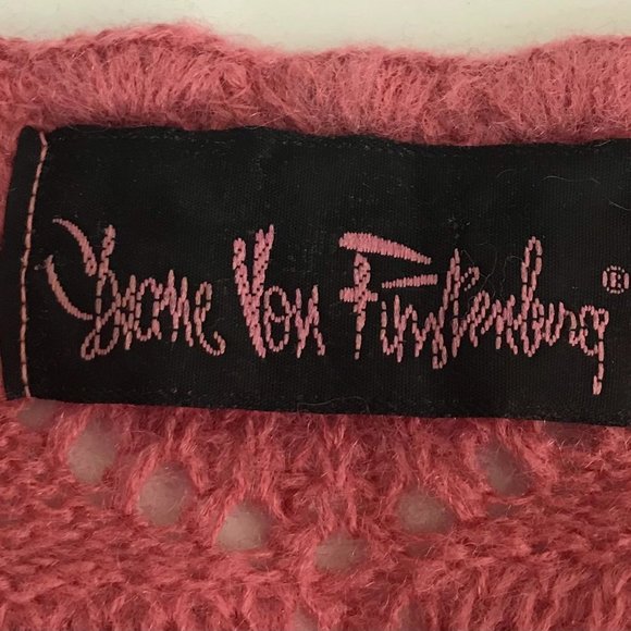 1980s Diane Von Furstenburg Pullover Pink Sweater - Puff Sleeve Sweater - Picture 5 of 6